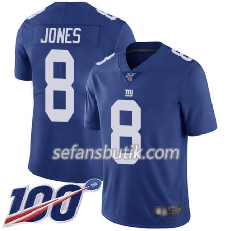 New York Giants Tröjor Daniel Jones 8 Nike Blå 100th - Herr New York Giants Tröjor Daniel Jones 8 Nike Blå 100th - Herr